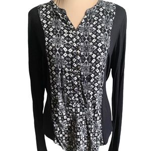 Lucky Brand long sleeves shirt/blouse/top size M, black & white, work or casual